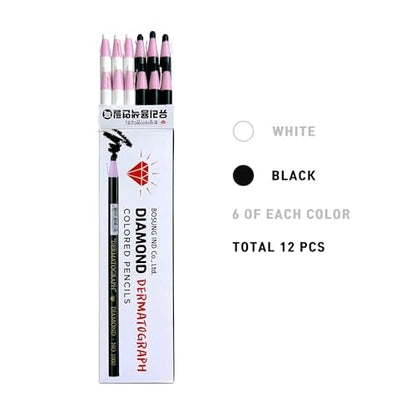 Dermatograph Grease Pencils Set of 12, China Markers, Black & White | Provides Contrast Marking on Light and Dark Surfaces Including Glass, Metal, Wood, Plastic and Fabric Applications - color: Black & White