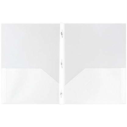 JAM PAPER Plastic Color POP Folders - 2 Pocket Durable Folders with Metal Prongs Fastener Clasps - Clear - Bulk 96/Pack - color: Clear, size: 96 Per Pack