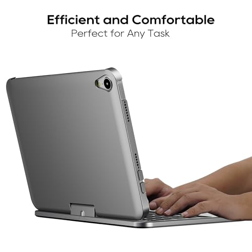 edaiser Swivel Keyboard Case iPad mini 7th A17 Pro & 6th Generation Gray | 360 Degree Rotatable Protective Cover | Compact Bluetooth Keyboard | Trackpad | RGB Backlit | Flexible Use for Kids/Students - color: Space Gray, size: iPad Mini (7th-6th)