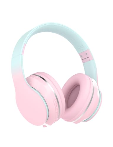 Bluetooth Kids Headphones,Wireless Kids Headphones Over Ear with Microphones,Stereo Sound ,10H Playtime, Foldable&Adjustable Children Headphone,Bluetooth Headset for Adults,School (Pink) - color: Pink