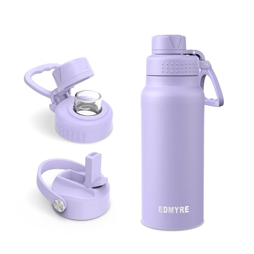 20 oz Stainless Steel Water Bottle with Straw Lid & Twist Lid, Insulated water bottle for men & women with Silicone Boot, Leakproof, Keeps Cold 24H / Hot 12H, Wide Mouth for Gym, Travel, Sports, Gym - color: Purple, size: 20 Ounces