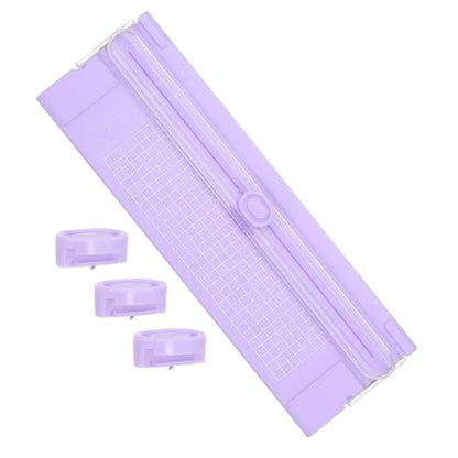 Generic Paper Cutter Trimmer, A4 Straight Small Portable Paper Slide Paper Slicer with Safe-Guard for Craft Cardstock Label Card, Scrapbook Photo, Purple, with 3 Blade