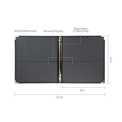 Samsill Classic Collection Leather 3 Ring Binder, Executive Presentation Portfolio, 0.5 Inch (Holds 100 Sheets), Brass Round Ring, Black - color: Black, size: 0.5 Inch, style: Classic