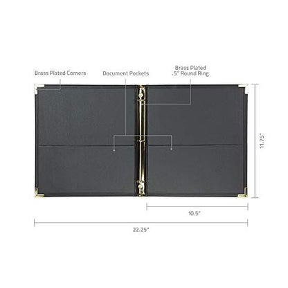 Samsill Classic Collection Leather 3 Ring Binder, Executive Presentation Portfolio, 0.5 Inch (Holds 100 Sheets), Brass Round Ring, Black - color: Black, size: 0.5 Inch, style: Classic