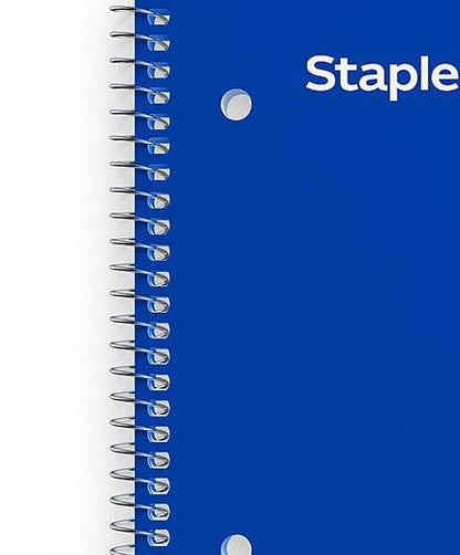 STAPLES Accel 1‑Subject Notebook, 8.5” x 11”, Graph Ruled, 100 Sheets, Assorted Colors, 3‑Pack - style: 3 Pack