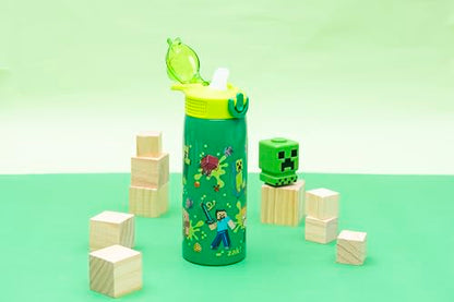Zak Designs Minecraft Sage Kids Water Bottle For School or Travel, 19oz Stainless Steel Water Bottle With Straw, Handle, and Leak-Proof, Pop-Up Spout Cover (Steve, Alex, Mobs) - color: Minecraft (Steve, Alex, Mobs)