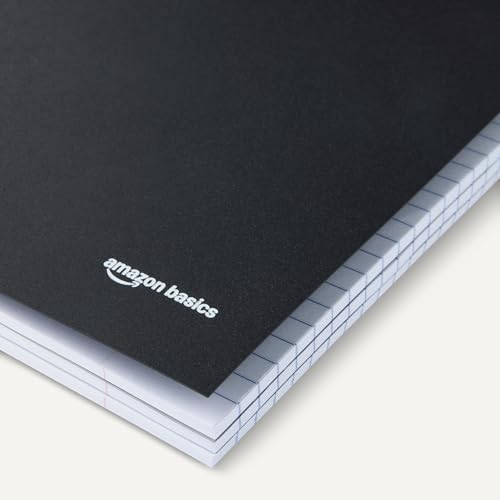 Amazon Basics College-Ruled 3-Subject Spiral Notebook, 150 Sheets, 8.5 x 11 inches, Black - color: Black, style: College Ruled 150 Sheets