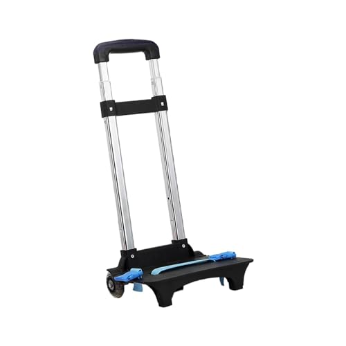 Foldable Backpack Hand Truck, Aluminum Alloy Portable Wheeled Trolley, 2-Wheel Dark Blue for Travel and Camping - color: Style a (2 Wheel Dark Blue)