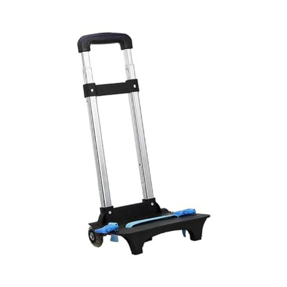 Foldable Backpack Hand Truck, Aluminum Alloy Portable Wheeled Trolley, 2-Wheel Dark Blue for Travel and Camping - color: Style a (2 Wheel Dark Blue)