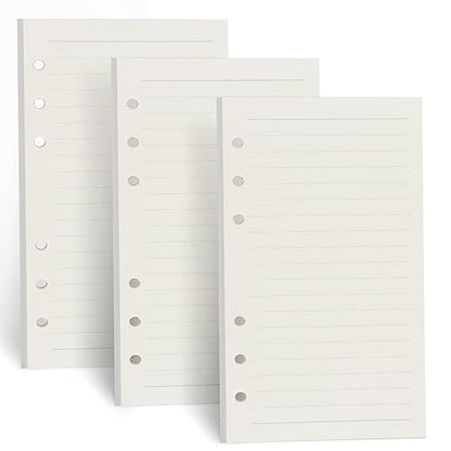 A6 Refill Paper, [3 Pack] Toplive 100GSM Thick Refillable Paper 6 Hole Filler Inserts Loose Leaf Paper 135 Sheets (270 Pages) for 6 Ring Binder Journal Notebook-Lined Paper - style: Line 3 Pack
