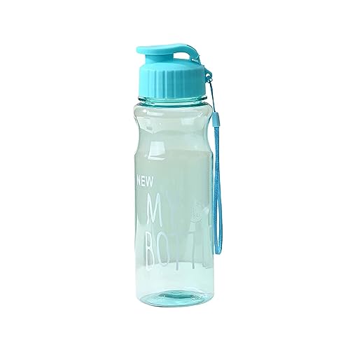FlekmanArt 1 Pieces Plastic Water Bottles for Adults Bulk 17 oz Sport Drink Bottles with Handle Strap Lightweight Leakproof Drink Flip Top Cups for Party Outdoor (Bright Color,Bright Style) - color: Blue