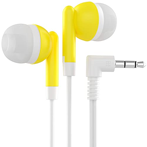 Maeline Bulk Earbuds with 3.5 mm Headphone Plug - 10 Pack - Yellow - color: Yellow, size: 10 Pack