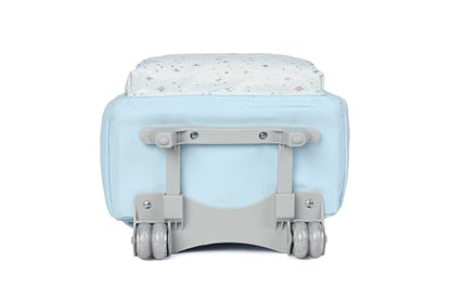 Cute travelers club blue Rolling Backpack for women with wheels Rolling cart (HEY BLUE) - color: Hey Blue