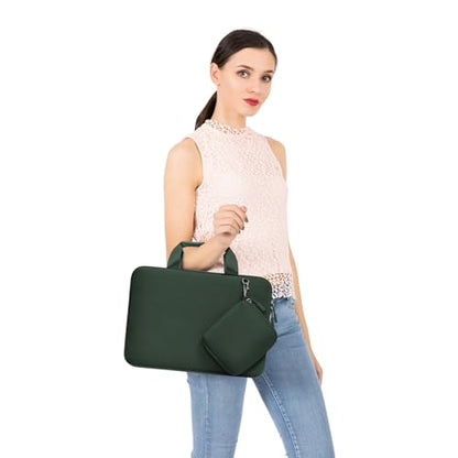 MOSISO Laptop Case 13.3 inch, 13-13.3 inch Laptop Sleeve Bag Compatible with MacBook Air/Pro 13 / Pro 14, HP Dell ASUS, Neoprene Carrying Computer Bag with Handle&Detachable Small Case, Emerald Green - color: Emerald Green, size: 13.3 inch