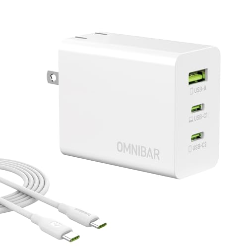 65W USB C Wall Charger, 3-Port Type C Charger Fast Charging Station for Multiple Devices, GaN Compact Foldable USB C Charger Block for MacBook, iPhone 17/16/15, Samsung S26/S25, Earbuds, White - color: White