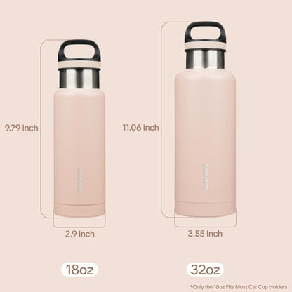BJPKPK Insulated Water Bottle 18OZ Stainless Steel Water Bottle with Handle Double Walls Vacuum Insulated BPA Free Flask, Peach - color: Peach, size: 18 Ounces