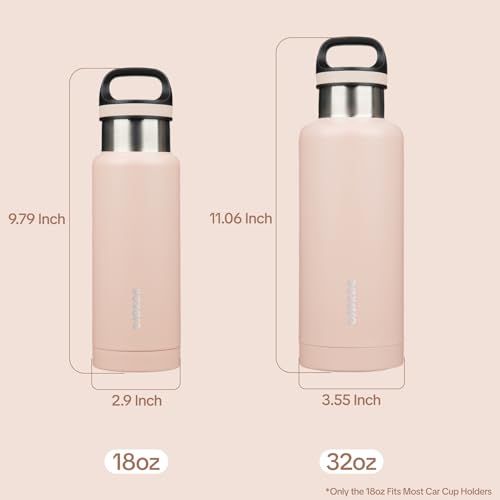 BJPKPK Insulated Water Bottle 32OZ Stainless Steel Water Bottle with Handle Double Walls Vacuum Insulated BPA Free Flask, Peach - color: Peach, size: 32 Ounces