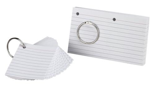 Oxford Just Flip-It Punched and Perfed Study Cards, 75 Full Size Cards or 150 Half Size Study Cards, Ruled, White (63506EE)
