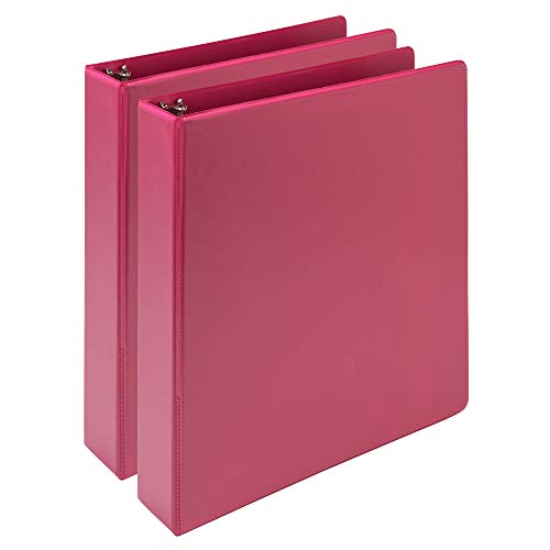Samsill Earth’s Choice™, Durable Fashion Color 3 Ring View Binder, 1.5 Inch Round Ring, Up to 25% Plant Based Plastic, Eco-Friendly, USDA Certified Biobased, Pink Berry, Value 2 Pack - color: Berry Pink, size: 1.5", style: 2 Pack