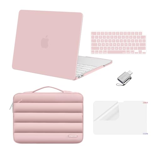 MOSISO Compatible with MacBook Neo Case 13 inch 2026 A3404 A18 Pro Chip | Scratch-Resistant Protective Hard Shell&Puffy Sleeve Bag&Keyboard Skin&Screen Film&Type C, Baby Pink - color: Baby Pink