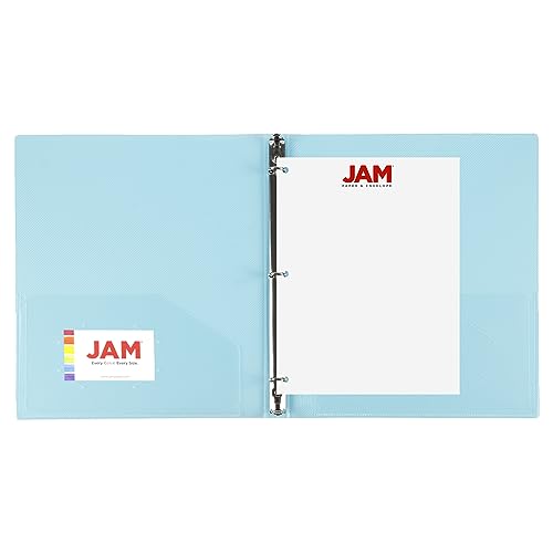 JAM PAPER Plastic 0.5 inch Binder - Light Blue 3 Ring Binder - Sold Individually - color: Light Blue, size: 0.5 inch