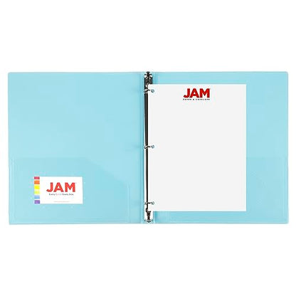 JAM PAPER Plastic 0.5 inch Binder - Light Blue 3 Ring Binder - Sold Individually - color: Light Blue, size: 0.5 inch