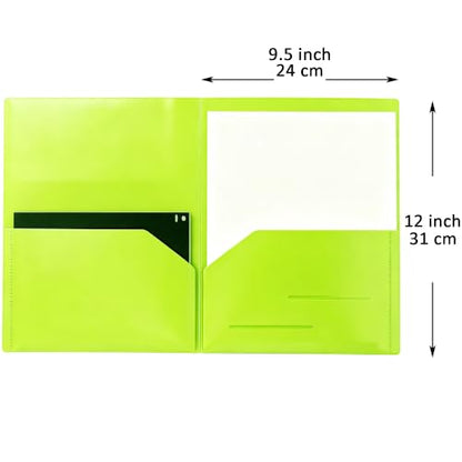 Youngever 6 Pack Heavy Duty Plastic Two Pocket Folders, Heavy Duty Plastic 2 Pocket Folder (Lime Green) - color: Lime Green