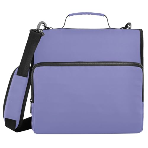 1.5 Inch 3 Rings Office Binder Organizer with Handle and Removable Shoulder Strap Multi-Pocket Portfolio Binder for Middle School Dark Purple - color: Dark Purple