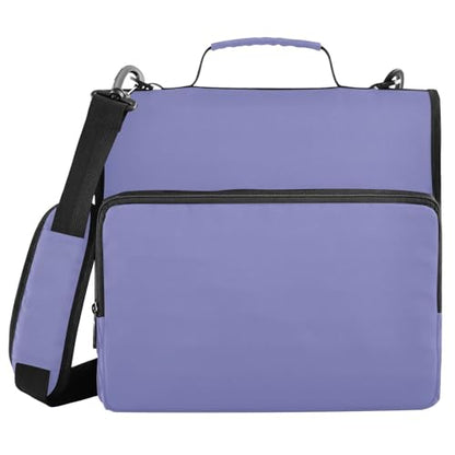 1.5 Inch 3 Rings Office Binder Organizer with Handle and Removable Shoulder Strap Multi-Pocket Portfolio Binder for Middle School Dark Purple - color: Dark Purple