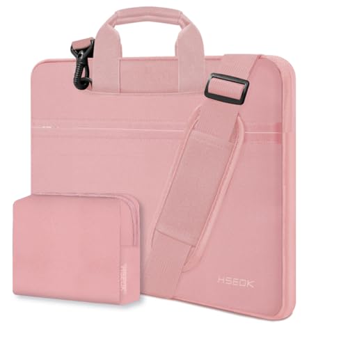 Hseok Laptop Shoulder Bag 13-14 inch Shockproof Water-Resistant HandBag with Small Case Compatible with MacBook Pro/Neo 14" M5/M4/M3/M2/M1, Mac Air/Pro 13.3", XPS 13/14, Most 13"-14" PC,Pink - color: Pink, size: 13"-14"