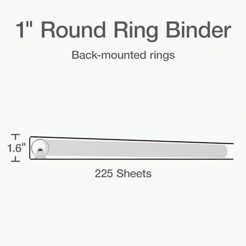 Oxford Ring Binders, 1" Round Ring Binders, View Binder, Covers on 3 Sides, XtraLife Hinge, Non-Stick, PVC-Free, Black, 225 Sheet Capacity (1002546) - color: Black, size: 1 Inch