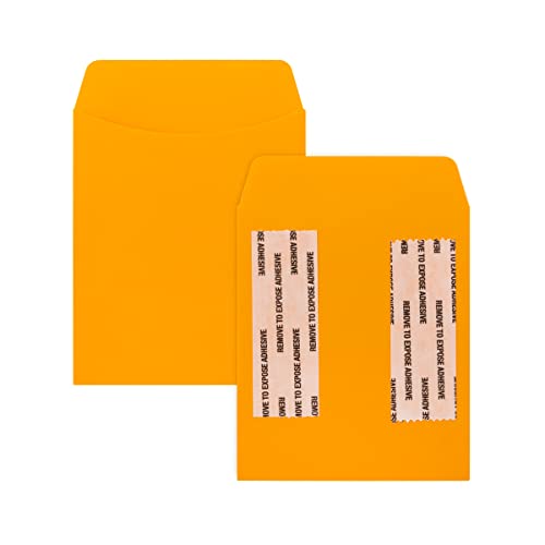 Hygloss 30 Pcs Library Card Pockets 3.5x5 Inch - Self-Adhesive Pocket Envelopes - Light Orange Classroom Envelope Pockets - Ideal for Organizing - Colorful Small Library Book Pocket - color: Light Orange, style: 30 Pockets
