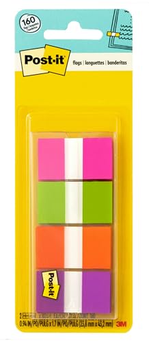 Post-it Flags, 1 in Wide, 4 Assorted Bright Colors, 24 Pack | On-The-Go Dispenser, 680-PGOP2, 160 Flags per Pack, 3840 Total - style: 24 Pack
