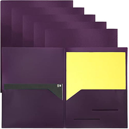 Youngever 6 Pack Heavy Duty Plastic Two Pocket Folders, Heavy Duty Plastic 2 Pocket Folder (Purple) - color: Purple
