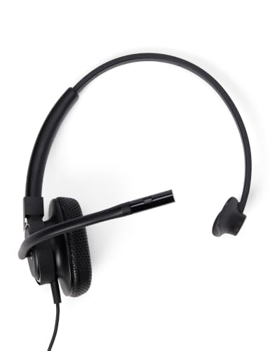 HP Poly Mission 410 USB Headset - USB-C & USB-A Plug-and-Play - AI Noise-Reducing & Adjustable Boom Mic - Inline Controller - Lightweight Single-Ear Design - USB Headset with Microphone for PC
