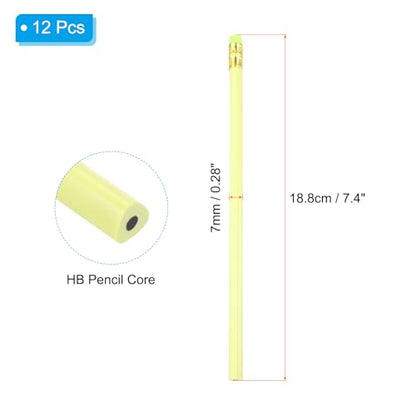 PATIKIL Round Pencils, 12 Pcs Triangle HB Graphite Pencil Wooden Pencils with Eraser for Classroom Office Writing Drawing Supplies, Yellow - color: Light Yellow
