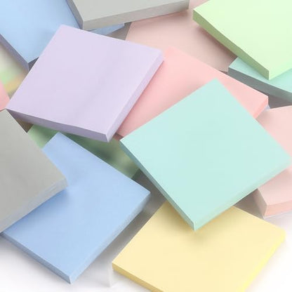 Sticky Notes 3x3 Inch, 8 Pads, Light Colors Self-Adhesive, 80 Sheets/Pad | Reusable Notepads for Office, School, and Home - color: 3x3 8 Pads Light Colors