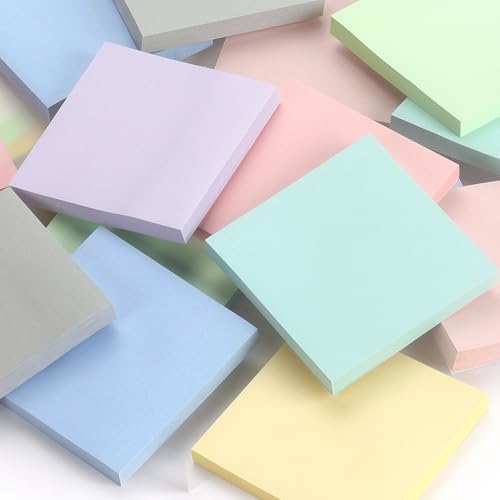 Sticky Notes 3x3 Inch, 8 Pads, Light Colors Self-Adhesive, 80 Sheets/Pad | Reusable Notepads for Office, School, and Home - color: 3x3 8 Pads Light Colors
