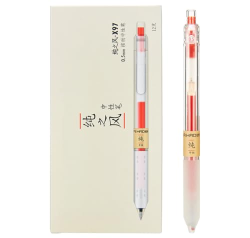 czxwyst X97 Retractable Gel Ink Pens 0.5mm Fine Point (Red Color 12-Pack) - color: Red Color 12-Pack