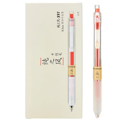 czxwyst X97 Retractable Gel Ink Pens 0.5mm Fine Point (Red Color 12-Pack) - color: Red Color 12-Pack