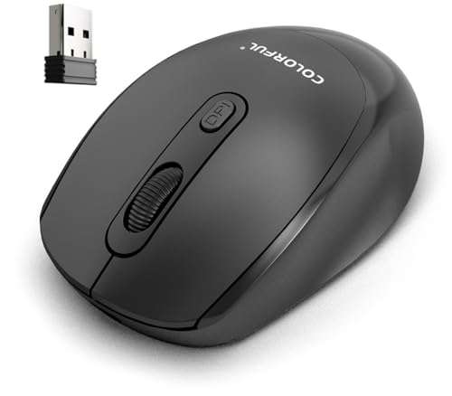 Colorful Wireless Mouse Rechargeable,Mouse for Chromebook,3-Device Pairing, 2.4G+Bluetooth 5.2 with USB Receiver,Type C Charging,for PC,Mac,Laptop,Kids Boys,Black