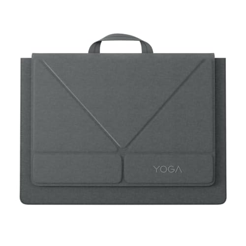Lenovo Yoga Tote Sleeve Case for Laptops with 14-inch Display, Multi-Compartment Organizer with Convertible Stand, Lightweight Protective Polyester & Microfiber Sleeve, Luna Grey - color: Luna Grey, size: 14-inch