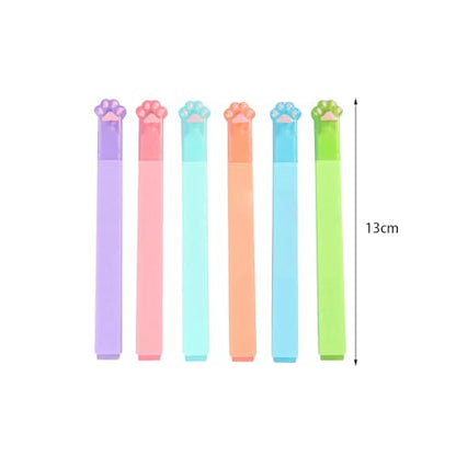 GZBABY Cute Cat Paw Highlighters 12 Pcs, Eye Protector Highlighter with Chisel Tip, 6 Colors