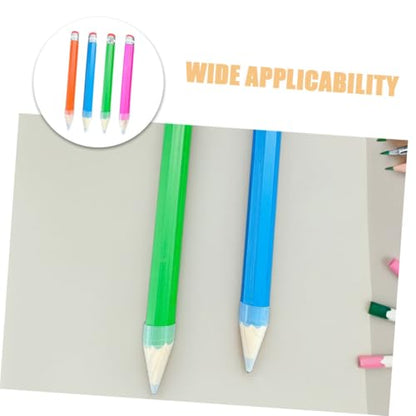 Uonlytech 4pcs Colorful Jumbo Wooden Pencils Funny Large Props for Drawing Writing Ergonomic Design for Hands for Preschool Kindergarten Activities