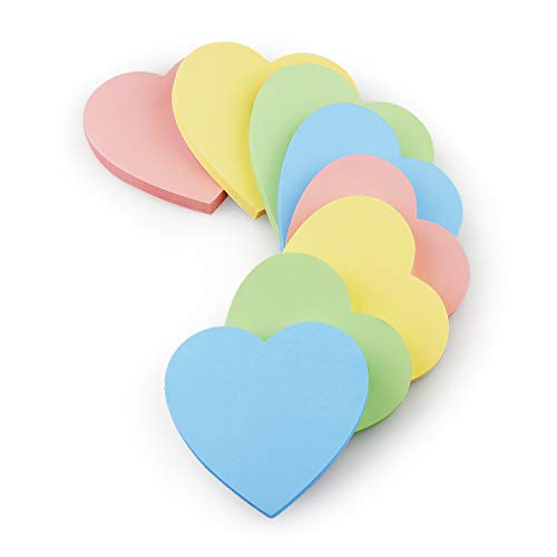 SIMONA Heart Shape Sticky Notes 4 Paste Colors 8 Pads, 600 Sheets | Cute Heart Self-Sticky Note Pads, Candy Colors Sticky Notes for Office, School, Family - color: 4 Paste Colors 8 Pads