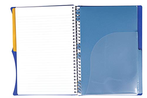 Mintra Office Durable PREMIUM Spiral Notebook, ((Blue, 2 Subject (6in x 9.5in)), Wire, Fabric Covered Coils, No Snags, Removable Adjustable Pocket Dividers, Ruler, Organization, Customizable - color: Blue, size: 2 Subject (6in x 9.5in)