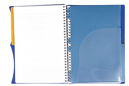 Mintra Office Durable PREMIUM Spiral Notebook, ((Blue, 2 Subject (6in x 9.5in)), Wire, Fabric Covered Coils, No Snags, Removable Adjustable Pocket Dividers, Ruler, Organization, Customizable - color: Blue, size: 2 Subject (6in x 9.5in)