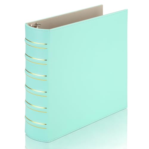 LETVPVOW Vintage Hardback 3 Ring Binder 2 Inch, Professional Leather Binder 3 Ring, Three Ring Binders Fits 8.5 x 11, D Ring Binders for Photo Album, Home, School and Office Supplies- Light Green - color: Light Green, size: 2 Inch