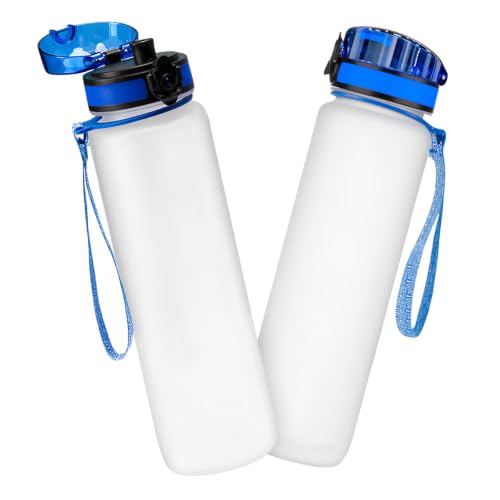 Water Bottle 32oz Motivational Sports Bottle - Unique Gothic Gifts for Women, Adults, Fans - color: Purple and Neon Green