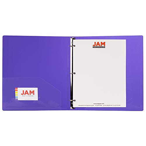 JAM PAPER Plastic 1 inch Binder - Purple 3 Ring Binder - Sold Individually - color: Purple, size: 1 inch